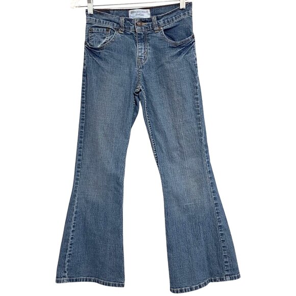 Levi Strauss Signature Jeans Girls Low Rise Flare Y2K Size 12 Regular Blue Denim - Picture 4 of 7
